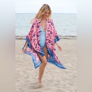 Saachi Tie Dye Butterfly Kimono One Size Flowy Beach Cover Up NWT